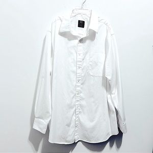GS Men’s Wrinkle Free Classic Fit White Cotton Button Down Dress Shirt